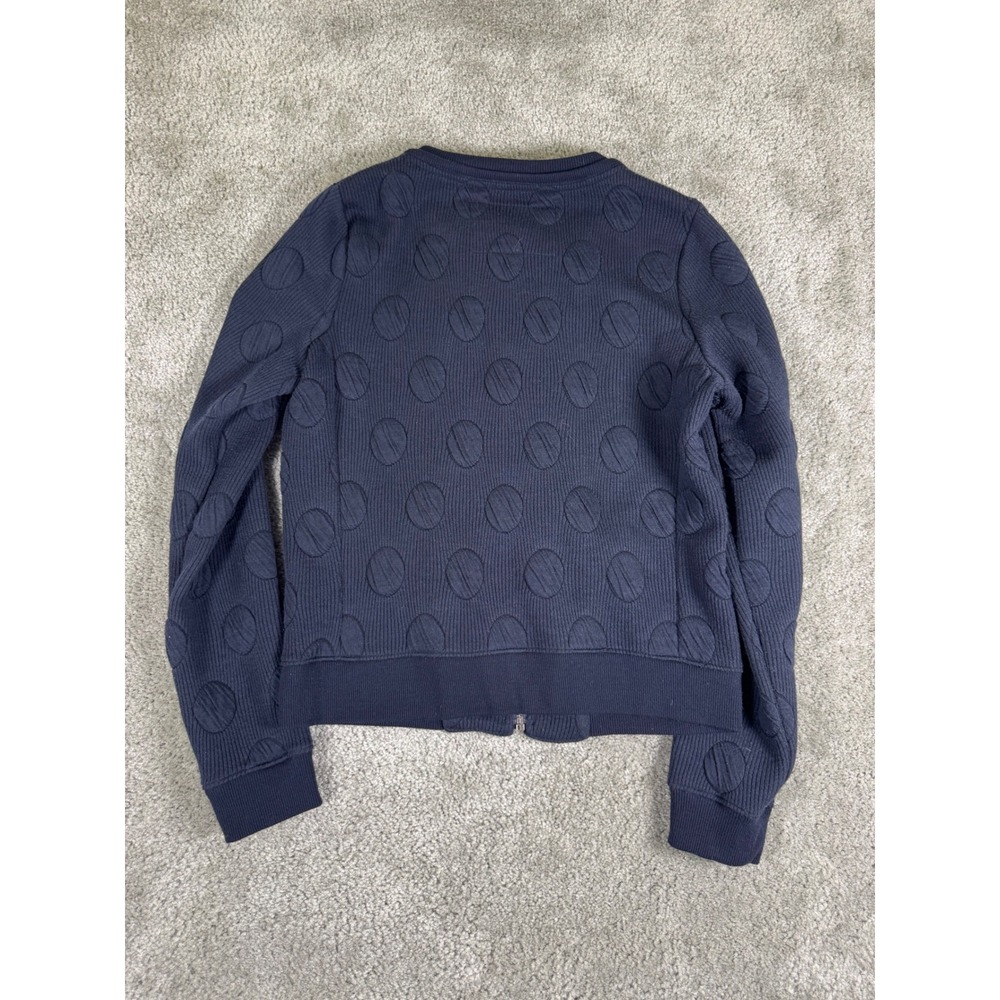 Anthropologie Saturday Sunday Navy Blue Raised Circle Jacquard Bomber Jacket XS - Picture 7 of 8